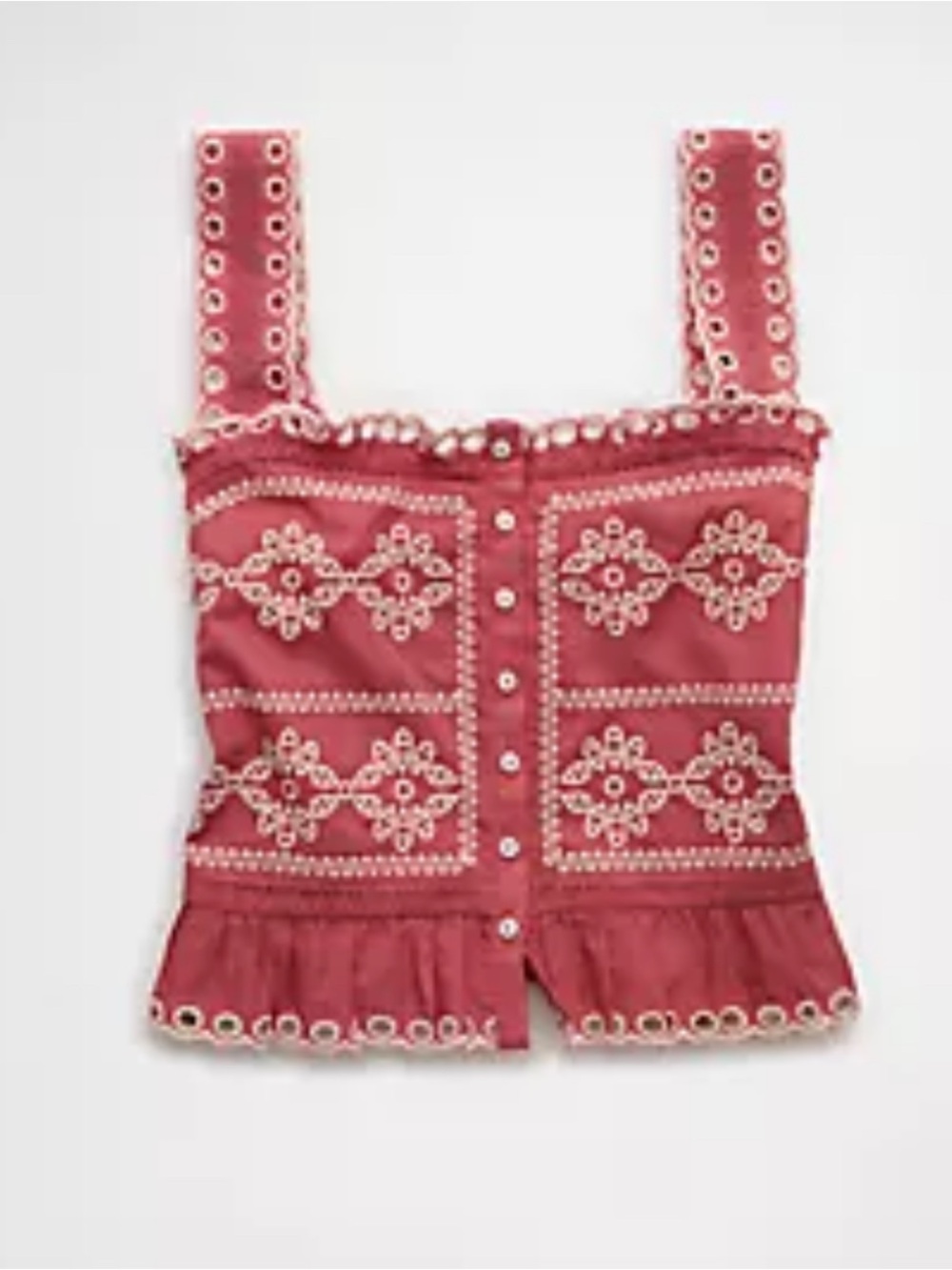 NWT American Eagle Eyelet Embroidered Peplum Tank Top Size Small